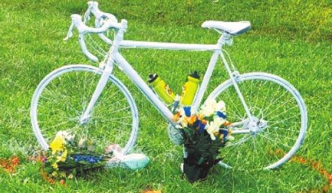 A memorial to Teresa Rose, who was killed while riding along Godfrey Road, was put near the scene of the wreck. CONTRIBUTED