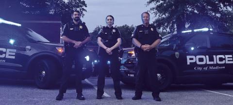 Sgt. Stacey Eaton (left) will coordinate the city’s new traffic safety initiative along with the rest of the city police department including Officer Darby Dulaney and Sgt. Travis Stubbs. CONTRIBUTED