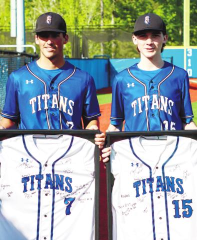 Owen Etris (left) and Noah Strausbaugh (right) were LOA’s only two seniors this season. LANCE McCURLEY/Staff
