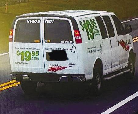 A black male driving this van allegedly broke into a truck parked at the westbound rest area and later pointed a gun at the truck driver. CONTRIBUTED