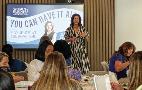 In her talk hosted by the Eatonton-Putnam Chamber of Commerce, Amy Maguire, CEO of The Well, encouraged local women to walk with purpose, hold on to top values, and understand their “seasons in life.” EMME CLAUSE/Staff