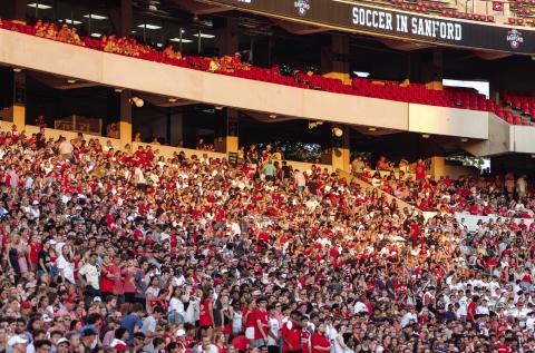 A record crowd packed Sanford Stadium on Aug. 20 to watch Georgia women’s soccer against James Madison, setting a new NCAA attendance record. SKYLA MORRIS/Staff