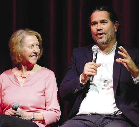 Lisa Thomas-Conner and _lmmaker Jesse Stephen Freeman answered questions from the audience following last Thursday’s screening of “Steen Thomas: Rock &amp; Chisel,” at The Plaza Arts Center. IAN TOCHER/ Staff