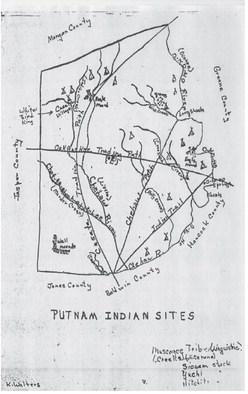 Note the absence of man-made Lakes Sinclair and Oconee on this hand-drawn, 19th century map of Putnam County. CONTRIBUTED