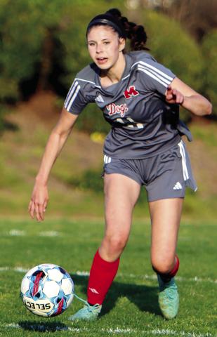 Morgan County’s Mia McClain (11) scored five goals against Crisp County in Tuesday’s Class AAA first-round playoff matchup. LANCE McCURLEYStaff