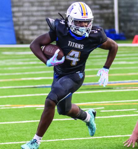 Lake Oconee Academy tailback CJ Stembridge scored three rushing touchdowns in a win over Hancock C entral this past Friday. SKYLA MORRIS/Staff