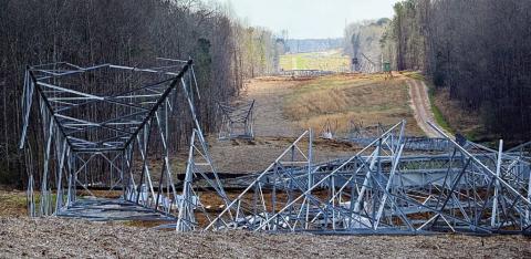 Within Putnam County, the Georgia Transmission project will include a series of large, lattice-style, steel structures, each standing between 100 and 150 feet tall and spaced about 1,200 feet apart. IAN TOCHER/Staff