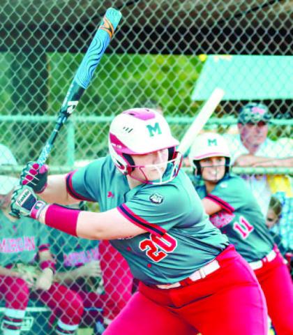 Ryan Henderson (20) at the plate against Pike County on Friday, Sept. 23. LANCE McCURLEY/Staff