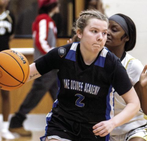 The Lake Oconee Academy Lady Titans have been playing without leading scorer Ansleigh Padgett (2) for the last few weeks. SKYLA MORRIS/Staff