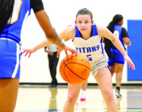 Lake Oconee Academy senior Jane Monachello (5) has been a key part of her team's defensive strategy this season. LANCE MCCURLEY/Staff
