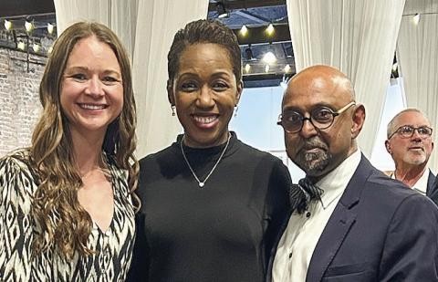 Habitat for Humanity of Putnam’s Katherine Mahlberg (left) and HFHP Executive Director Murali Thiramul welcomed keynote speaker Audrey King, senior vice president of regional external affairs for Georgia Power. CONTRIBUTED