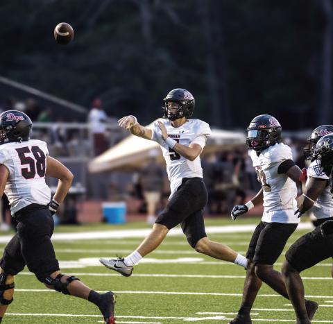 Morgan County quarterback Davis Strickland (4) threw for four touchdowns in a win over Greene County last Friday. SKYLA MORRIS/Staff