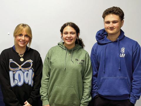 L-R: LOA Students Jillian Gruszynski, Lillian Garcia-Carreras, and Jameson Lackey are three of 1,500 statewide scholars to qualify as semifinalists for this year’s Governor’s Honors Program. CONTRIBUTED