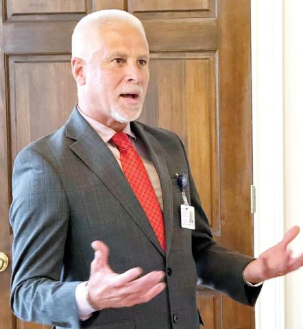 Recently installed Putnam General Hospital CEO Todd Goss addressed EPTAH representatives meeting at the Eatonton-Putnam Chamber of Commerce in downtown Eatonton last Wednesday. IAN TOCHER/Staff