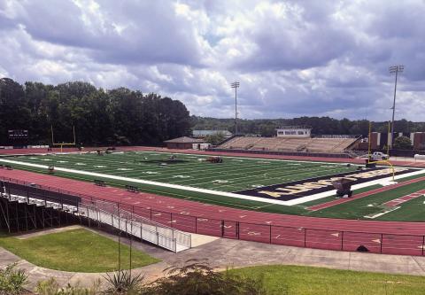 Deluxe Athletics recently resurfaced the playing field at Greene County High School’s Tiger Stadium in Greensboro. CONTRIBUTED