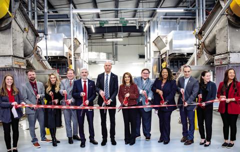 Takeda leaders hold the ribbon cutting for a $10 million biomedical waste processing facility located at the company’s Stanton Springs campus near Covington. CONTRIBUTED