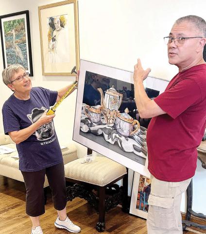 Artwork is prepared for display as part of the GWS Member Exhibition from Sept. 16 to Oct. 26 at Festival Hall in Greensboro. (CONTRIBUTED)