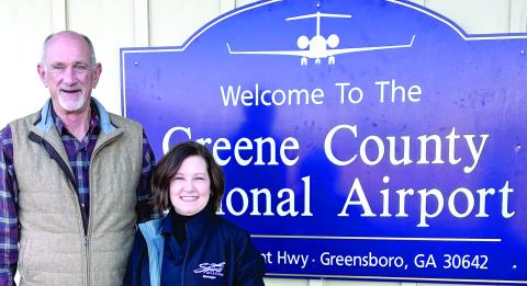 County Advisory Board Chairman Paul McGill and GCRA Manager Sonya Stephenson look forward to the airport's planned expansion. MAUREEN STRATTON/Staff