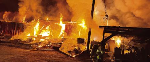 The kitchen of the Bonner’s Triple B Restaurant was engulfed in flames when firefighters arrived. CONTRIBUTED