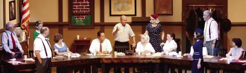 The 12 Angry Jurors (l-r): Phil Armstrong (2), Michelle Saarela (12), Brent Mero (10), Sue Strange (9), Lou Benjamin (8), Bill Dudley (3), Sandy Young (6), Darlene McCumiskey (7), Becky Nipper (5), Dianne Bennett Shinneman (4), Johnny Wagoner (1, Foreman), and Gretter Naranjo (11). IAN TOCHER/Staff
