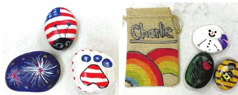 Above are examples of the rocks and bags the students created. CANDACE WOOTEN/Contributed