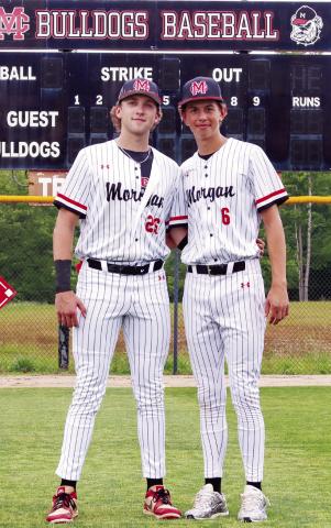 Last week, Morgan County seniors Skylar McCoy (left) and Ben Atkinson signed to play baseball at the college level. LANCE McCURLEY/Staff