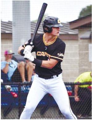 Hudson Reed in the batter’s box during a game with the Canes National travel team. CONTRIBUTED