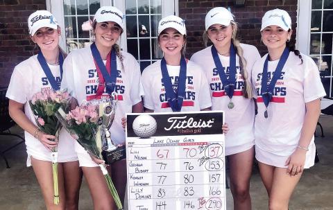 The Lake Oconee Academy Lady Titans' golf team dominated their competition last week to capture the Class A Division II state championship. (CONTRIBUTED)