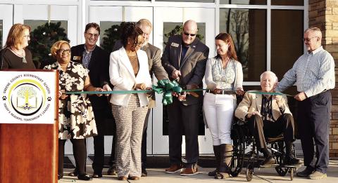 The ribbon is cut for Greene County Elementary School, which will welcome students for the first day of classes Jan. 9. HANNAH BARRON/Staff