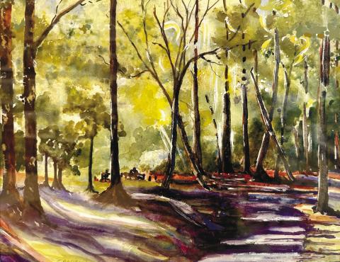 Morning Shadows, Watercolor by Elizabeth Barton