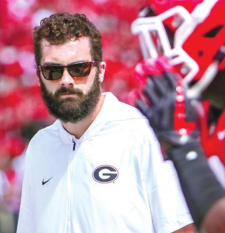 Stewart as an assistant coach under Georgia head coach Kirby Smart. BRETT FOWLER/Walton Tribune