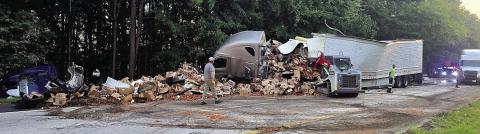 Motorists traveling I-20 toward Atlanta were disrupted Tuesday by a wreck involving two tractor-trailers. CONTRIBUTED