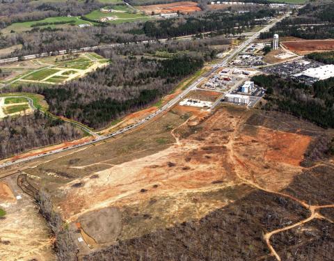 The area cleared for the Oconee Towne Center development as seen from above. JIM BAKER/Contributed