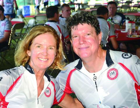 Mark and Nancy Simon are pictured during the Pan-Mass Challenge held in 2022. CONTRIBUTED