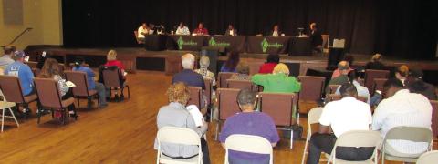 Many of those in attendance at the Greensboro City Council meeting Monday, April 1, intended to speak about a controversial annexation but the proposal was tabled at the request of the developer. MARK ENGEL/Staff