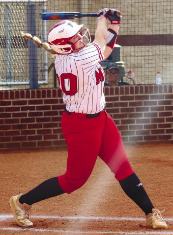 Henderson (20) drives a ball to left-centerfield during an a plate appearance against PACS pitcher Bailey Throckmorton. LANCE McCURLEY/Staff