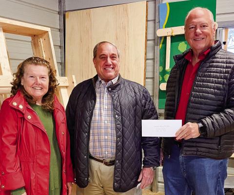 Putnam Co. Neighbors Helping Neighbors Beds for Kids, L-R: Elk Norma Graham, Frank Revson, leader of the mission team, and Elk Bob Colie.