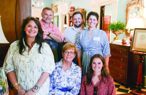 The Haley Family at their home near Rock Eagle (l-r), Farrell Elliott, parents Chuck and Ame Haley, their son Wil with his wife Blayre, and his sister MacKay Cornelia.