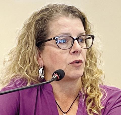 Commissioner Angela Deering urged the board to discuss the status of the courthouse before approving the construction of a new building for some county services. (MARK ENGEL/Staff)