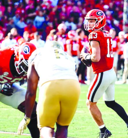 Georgia senior quarterback Stetson Bennett did enough in his last appearance on Dooley Field to beat Georgia Tech last Saturday in Athens. HUNTER PEACOCK/Contributed