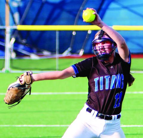 LOA softball freshman pitcher Kaitlyn Mamay in the wind-up during a home game against Loganville Christian earlier this season. WILL MORRISON/Staff