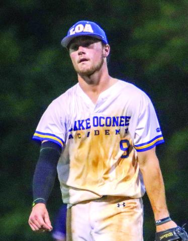 Lake Oconee Academy senior pitcher William King walks off the mound after being replaced by reliever Ike O’Neal in game two against Bowdon on May 7. LANCE McCURLEY/Staff