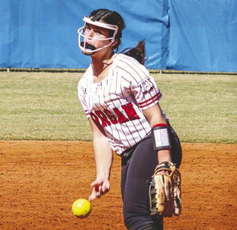 Returning starting pitcher Ryleigh Hilsman on the bump during a playoff game against Calvary Day of Savannah last season. LANCE McCURLEY/Staff