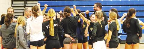 Girls from sixth to twelfth grade learn more about volleyball through drills at a team camp Lake Oconee Academy is hosting. BRENDAN KOERNER/Staff