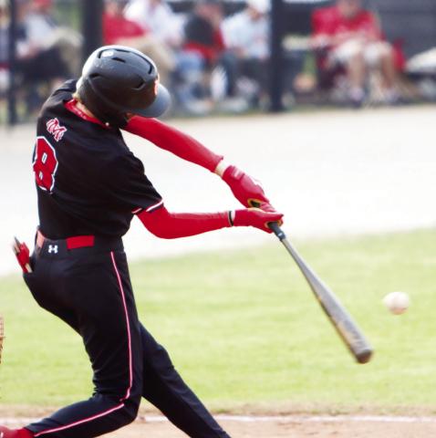 Tripp Lancaster (8) had several big hits to power the Diamond Dogs’ offensive attack during their six-game winning streak. LANCE MCCURLEY/Staff