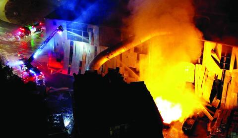 Firefighters from several local counties coordinated their efforts to contain and control multiple fires Sunday evening at the Novelis facility alongside Greensboro’s Willow Run Road. No injuries were reported from the explosion and subsequent blaze. CONTRIBUTED