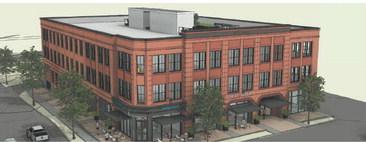 A birds-eye view of Snyder’s third proposal for the scrapped mixed-use development on Hancock Street. CONTRIBUTED