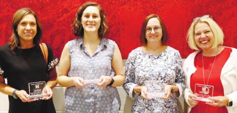 The Teachers of the Year are Lisa Harris (MCES), Carisa Elam (MCMS), LaReece Stewart (MCHS) and Lamb Eggers (MCPS). KATIE MARIE O’NEAL/Staff