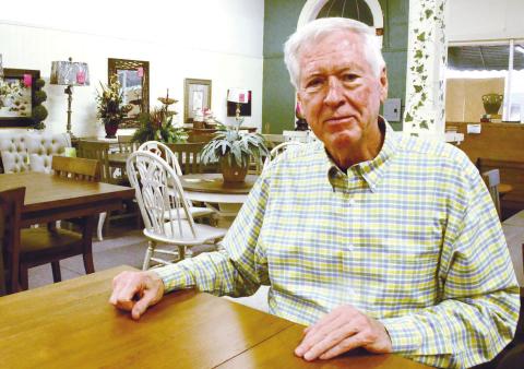 J.S. “Sammy” Blackwell Jr. sits in one of his conjoined showrooms in downtown Eatonton as he reminisces about the history of Blackwell Furniture.