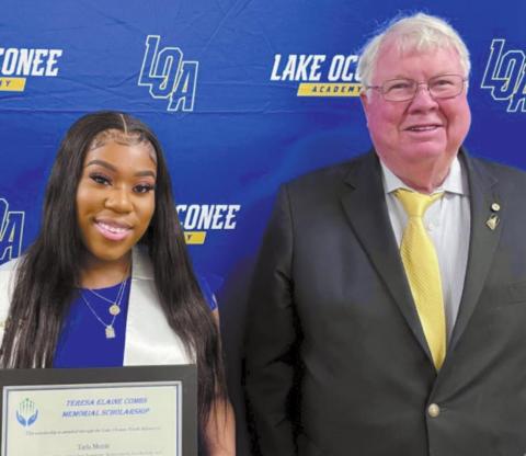 At LOA honors night are, from left, Tayla Merritt and Charles Campbell. CONTRIBUTED